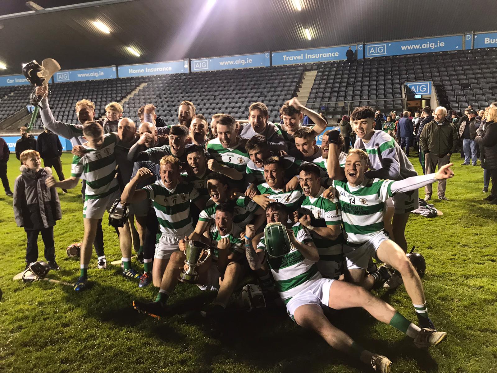 Round Tower Clondalkin 2019 IHC final on pitch team celeb .jpg